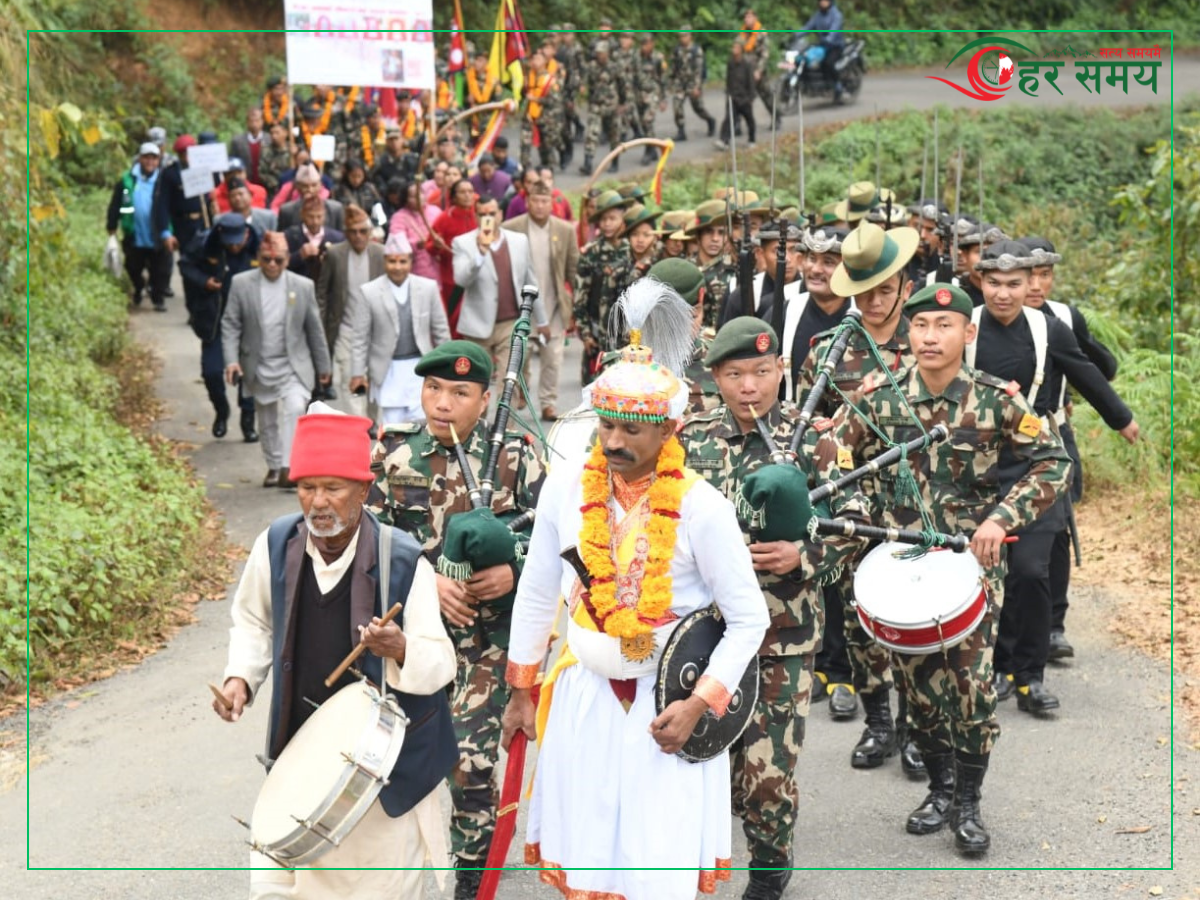 गोरखाबाट एकीकरण पदयात्रामा निस्कियो नेपाली सेनाको टोली