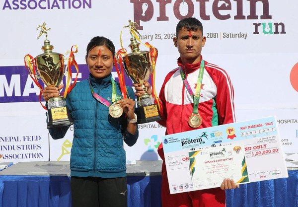 ‘राइट टु प्रोटिन’ हाफ म्याराथनः सन्तोषी र राजन प्रथम